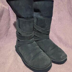 LAMO Blue Suede Leather Faux Fur Water Resistant Convertible Boots Sz 6  NEW
